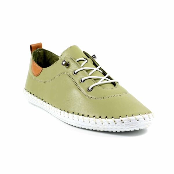 st ives khaki leather plimsoll p5687 342272 image