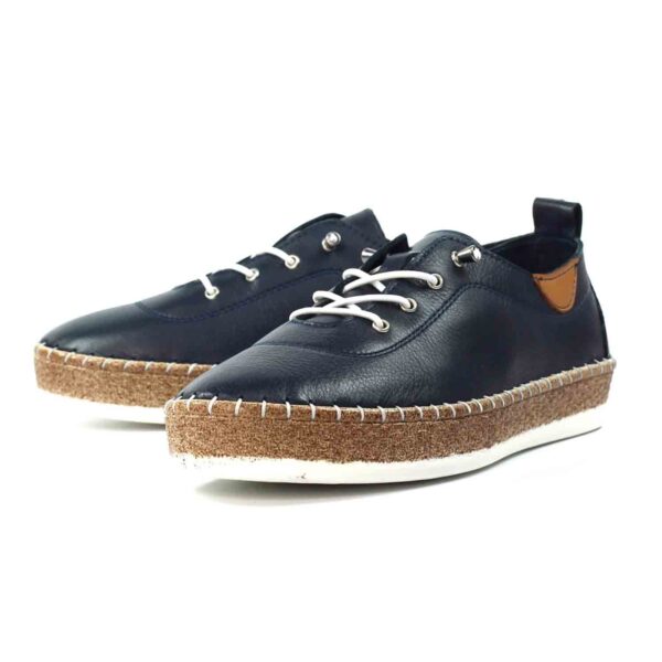 evie navy leather plimsoll p7129 407845 image