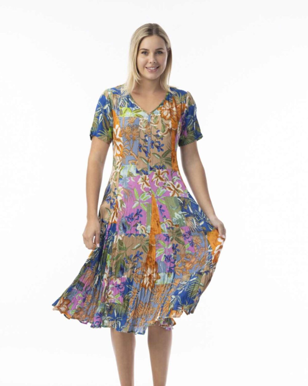 ORIENTIQUE 81351 MIRAMAR GODET DRESS-PRINT