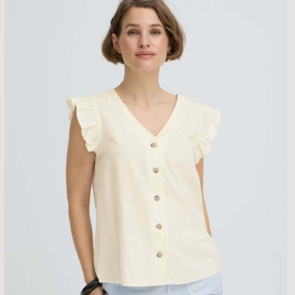 B YOUNG 20816604 BYFALAKKA RUFFLE SHIRT-MARSHMALLOW